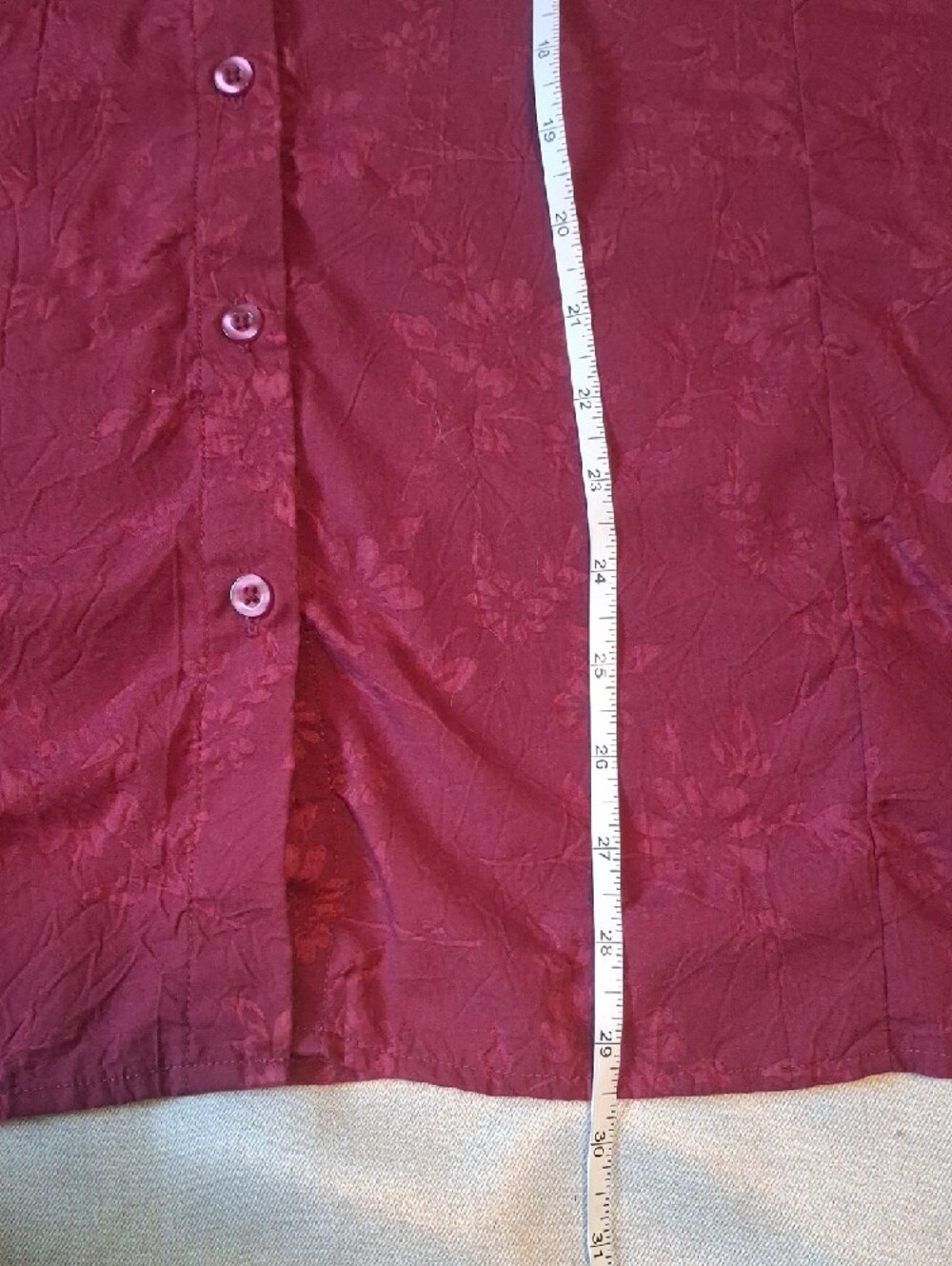 Carroll Reed Vintage Wine Burgundy Floral Jacquard Button Down Shirt Plus 3X - Picture 7 of 7